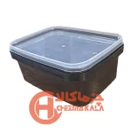 ظرف ماکروویو 400 مستطیل مشکی  پولاد